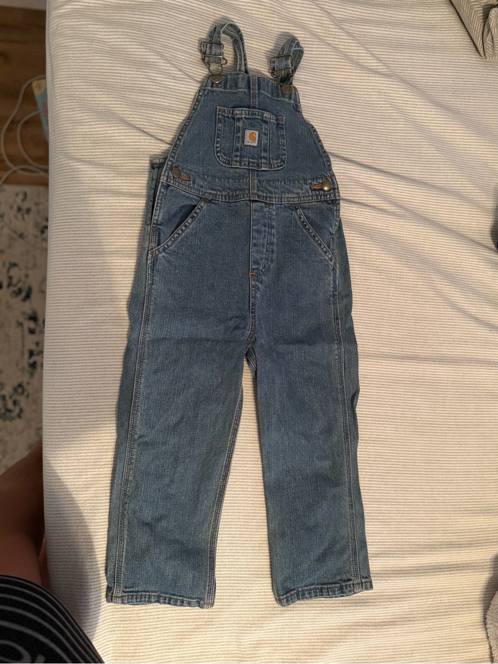 Carhartt Kids Denim Overalls in Medium Blue